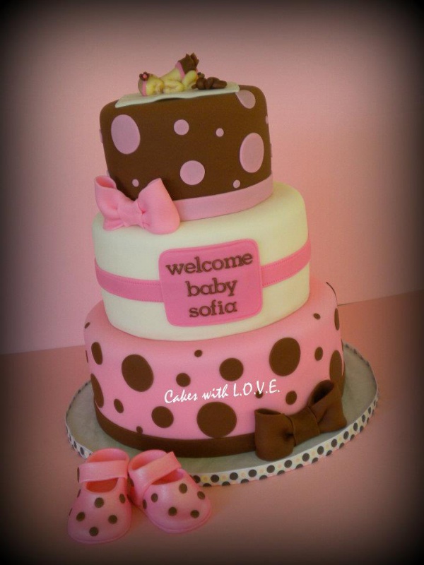 Pink and Brown Baby Shower cake