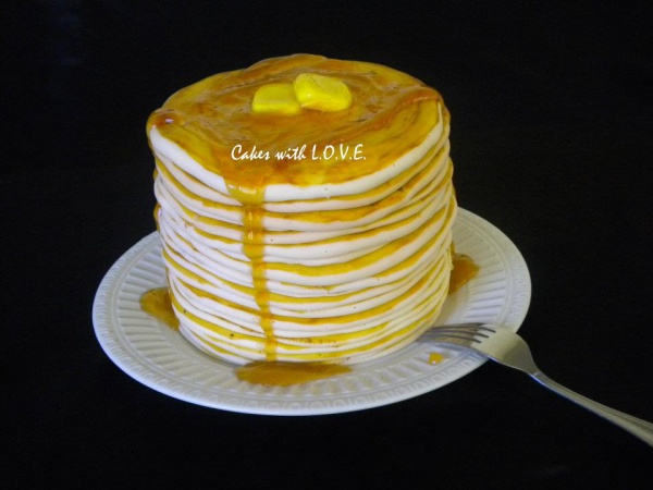 Pancake cake with tutorial cake
