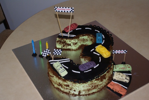 Racing Car Tracks - 3 and 5 cake