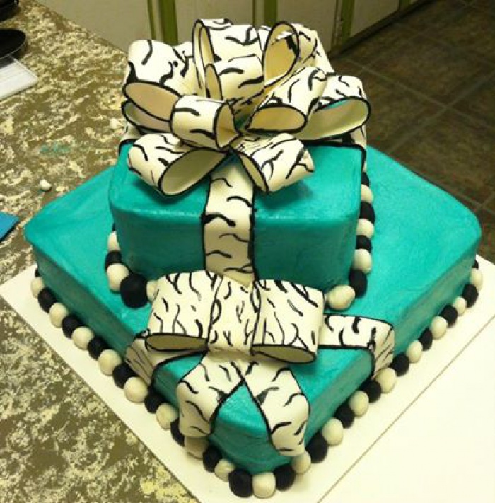 aqua zebra stripe cake